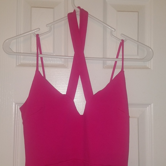 Pink Criss Cross Front Bodycon Dress - Small - Picture 5 of 8